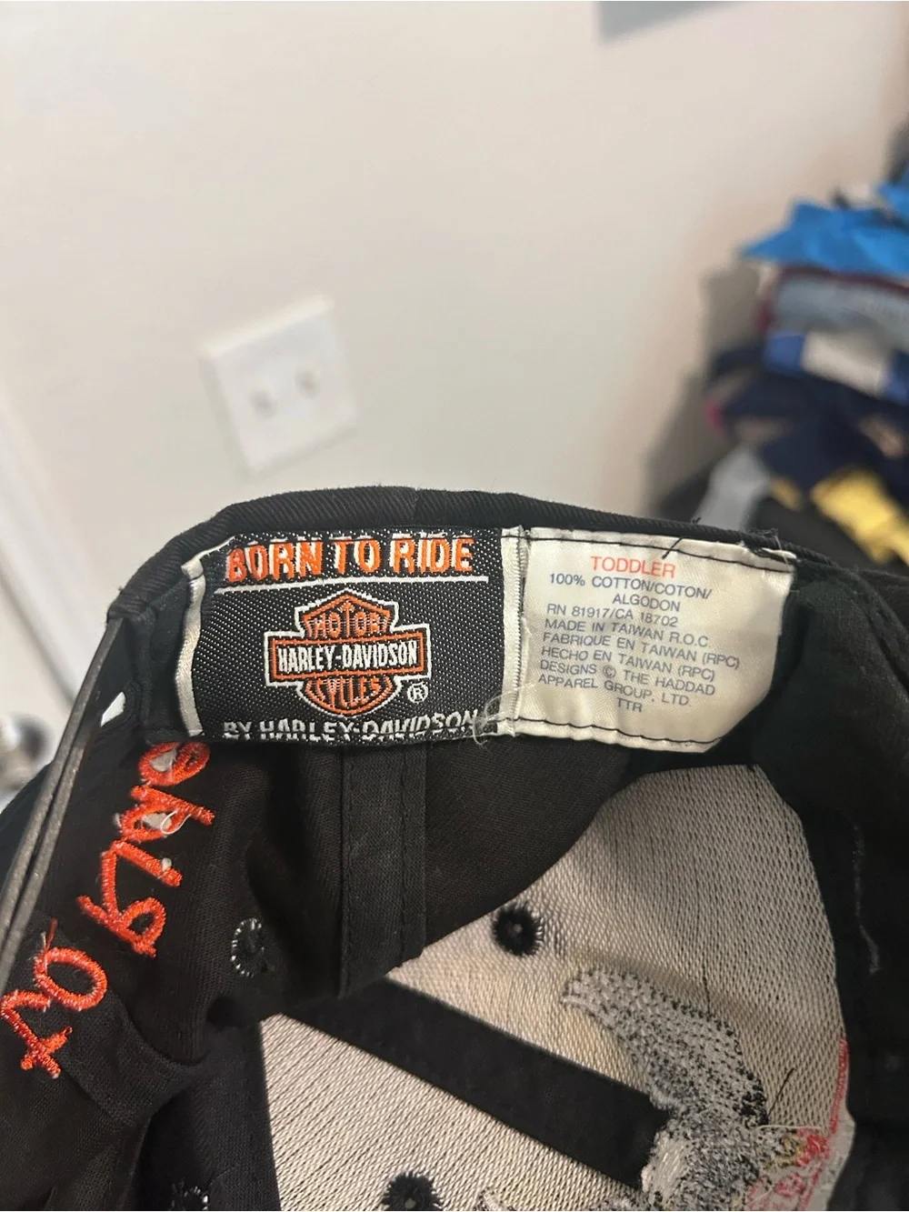 Toddler Harley Davidson adjustable hat Black Live To Ride Eagle Motorcycle Vntg